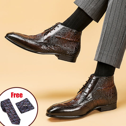 Men Genuine Cow Leather Crocodile Shoes