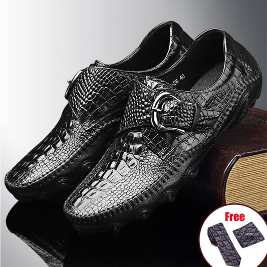 Men Crocodile Buckle Sneakers Soft