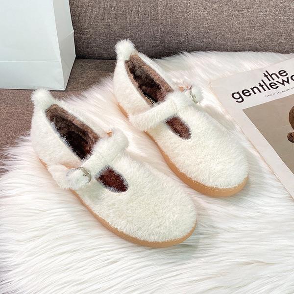 Women's Shoes Platform Shallow Mouth Round Toe Casual Female Sneakers Loafers Fur Clogs New Winter Moccasin Leisure Lace-Up - LiveTrendsX