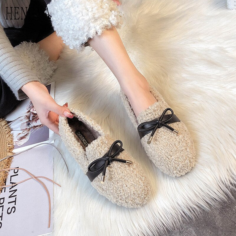 Women Shoes Autumn Shallow Mouth Round Toe Casual Female Sneakers Women's Moccasins Flats Loafers Fur Clogs Platform Fall - LiveTrendsX