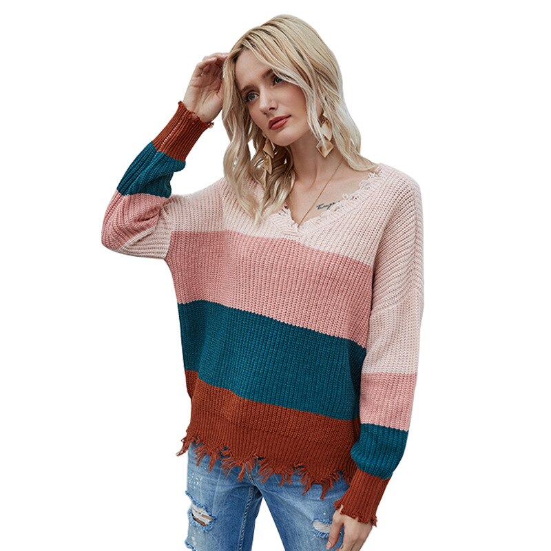 Autumn Winter 2020 Knitted Sweater Women Harajuku Raw High Fashion Patchwork Pullover Sweater  Plus Size Pullove Jumper - LiveTrendsX