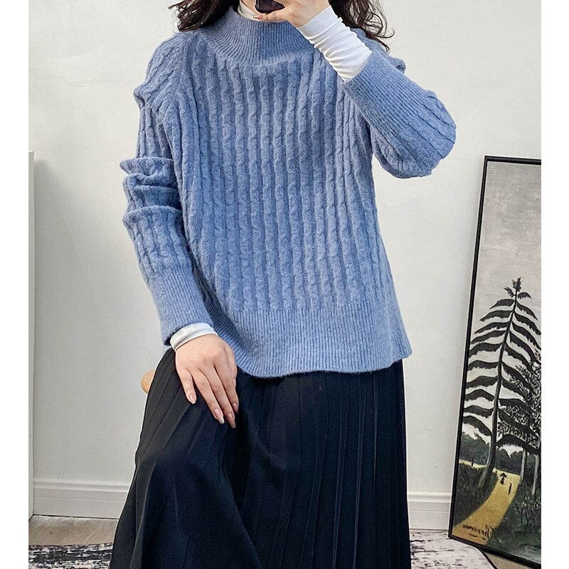Women's Sweater Ladies Knit Solid Color Loose Casual Autumn Winter New Knitted Pullover - LiveTrendsX