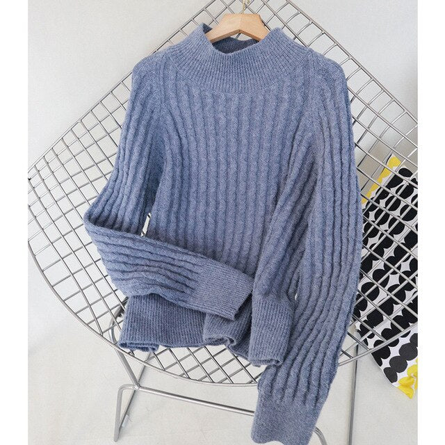 Women's Sweater Ladies Knit Solid Color Loose Casual Autumn Winter New Knitted Pullover - LiveTrendsX