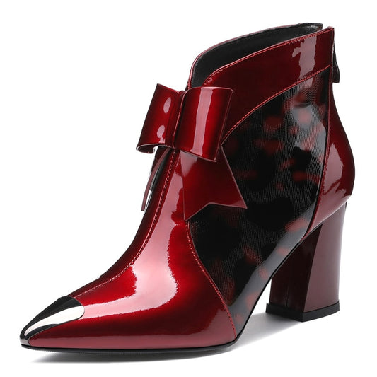 レディース 牛革 バタフライノット アンクルブーツ