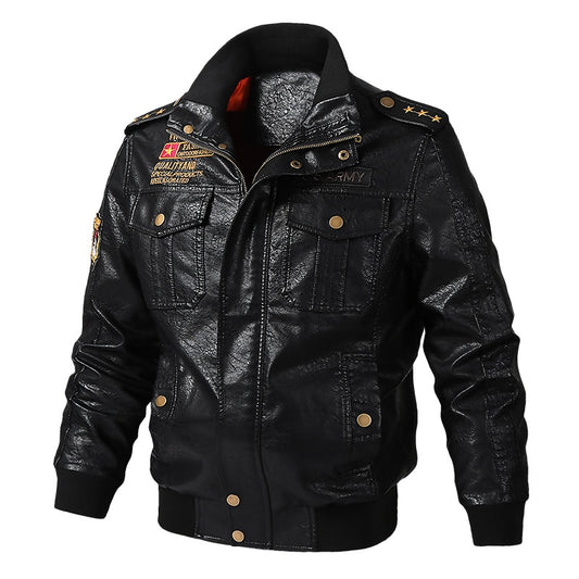 Men's New Leather Jacket Classic Embroidery