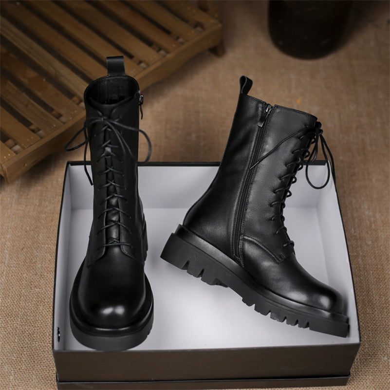 Platform High Heel Motorcycle Boots Women