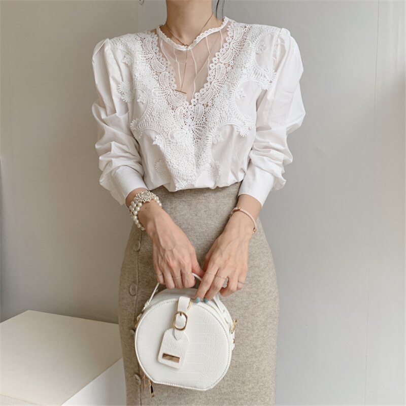 2021 Women's Blouse Lace Puff Sleeve - LiveTrendsX