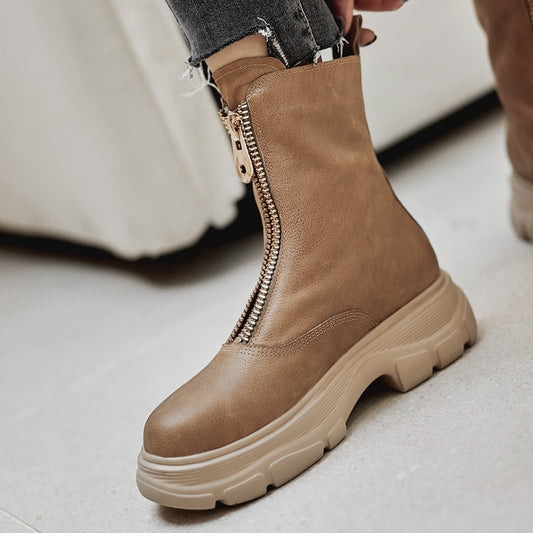 INS HOT レディース アンクルブーツ 牛革アッパーシューズ