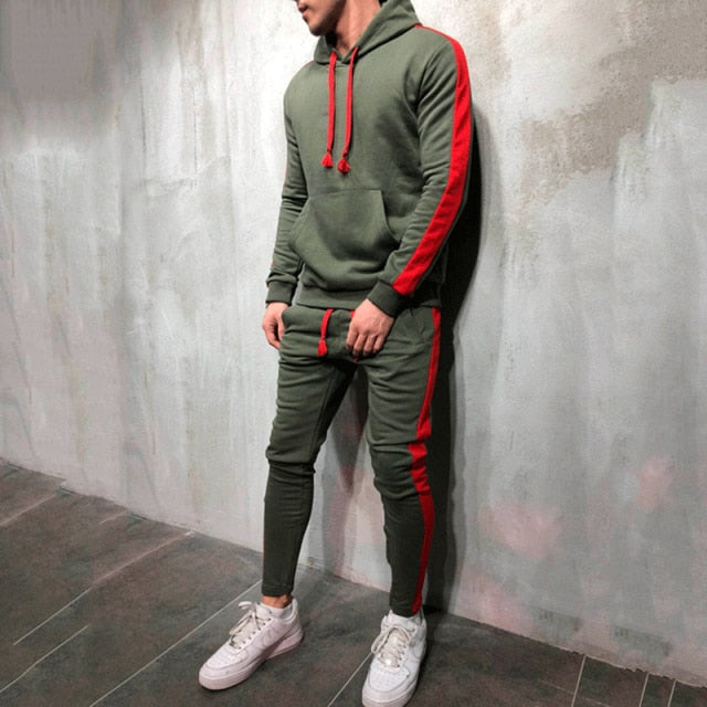 Hooded Sweatshirt +Drawstring Pants Male