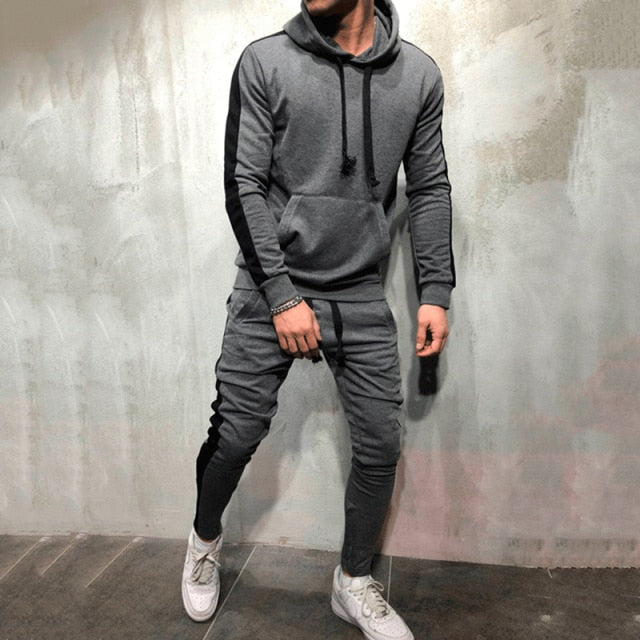 Hooded Sweatshirt +Drawstring Pants Male