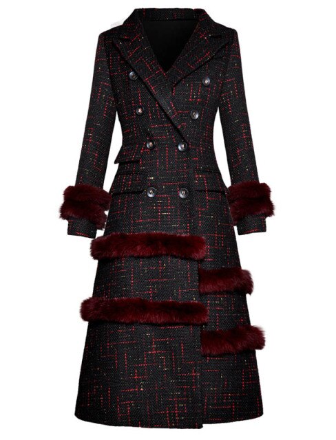 Women's Slim Rabbit fur Double Breasted Jacket