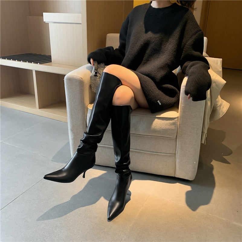 Genuine Leather Knee-High Boots