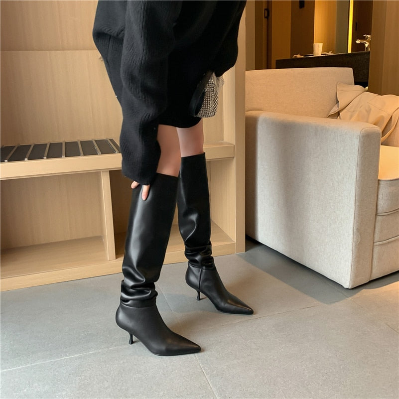 Genuine Leather Knee-High Boots