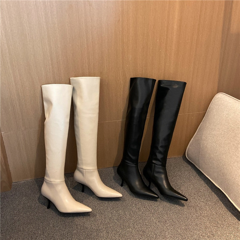 Genuine Leather Knee-High Boots