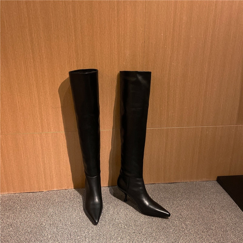 Genuine Leather Knee-High Boots