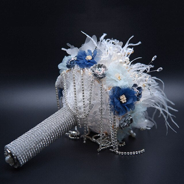 luxury Bridal brooch bouquet crystal Pearl Jewelry Wedding Bouquet custom made Silver Retro Bride's bouquets - LiveTrendsX