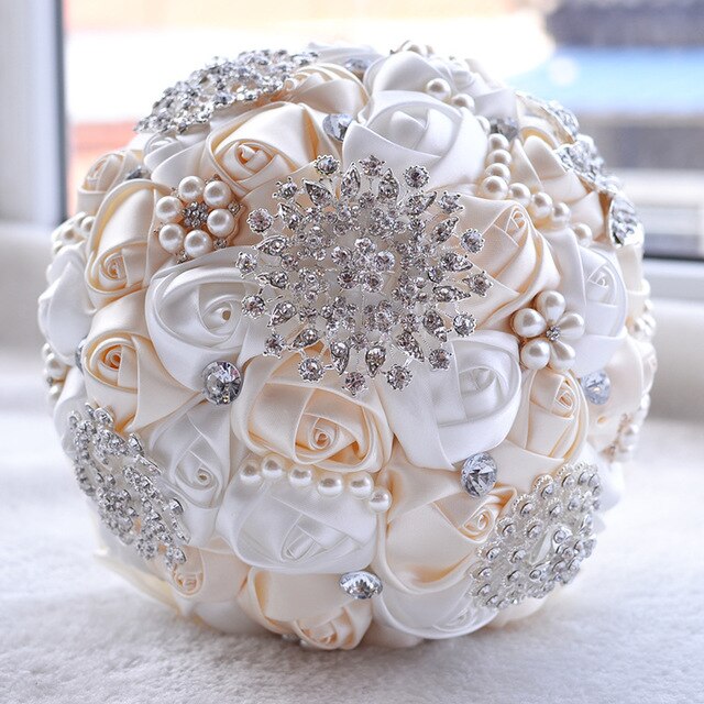 Gorgeous Wedding Flowers Bridal Bouquets Artificial Wedding Bouquet Crystal Sparkle With Pearls buque de noiva - LiveTrendsX