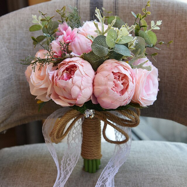 Wedding Bouquet Flowers Marriage Accessories Small Bridal Bouquets Silk Roses Wedding Bouquets for Bridesmaids Decoration - LiveTrendsX