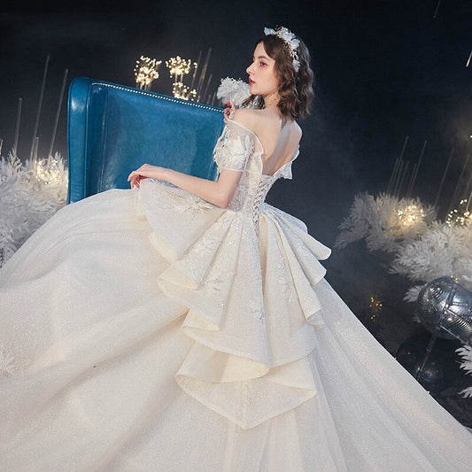 African Pink Girl Bridesmaid Dress Off Shoulder Lace Appliques Floor Length Maid Of Honor Dress For Wedding - LiveTrendsX