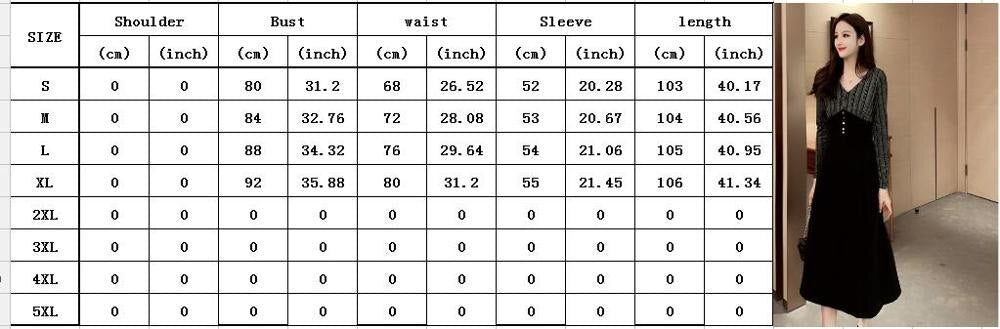 Long sleeve dress female  French spring and autumn new fashion temperament V-neck long stitching dress - LiveTrendsX