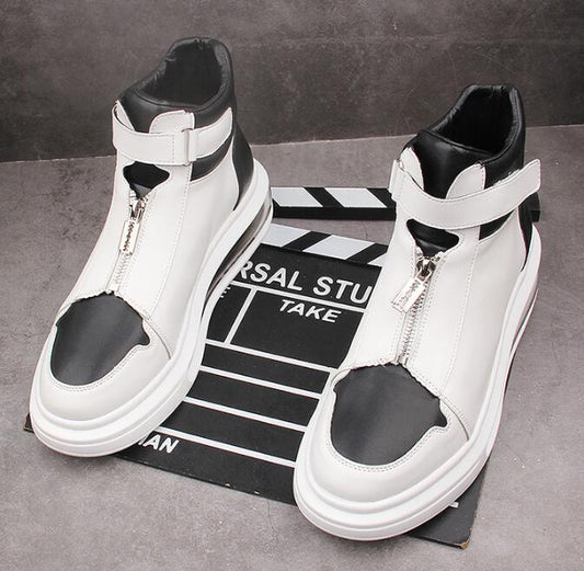 autumn new high Leather men sneakers fashion casual shoes Hip-hop height Increasing shoes ankle boots zapatillas hombre - LiveTrendsX