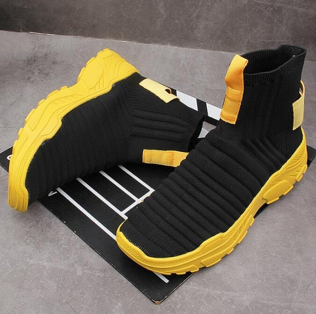 Summer Knitted sock shoes men sneakers mesh platform Casual shoes height Increasing shoes ankle boots zapatillas hombre - LiveTrendsX
