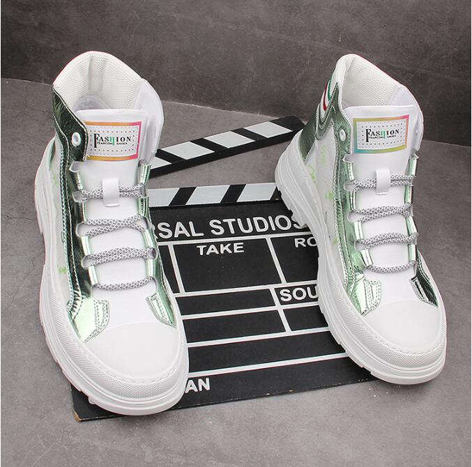 Autumn new Men sneakers high tops casual shoes white Hip-hop trend male height Increasing shoes ankle boots - LiveTrendsX