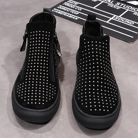 autumn new men high top casual shoes zip punk sneakers Hip hop web celebrity shoes man ankle boots - LiveTrendsX