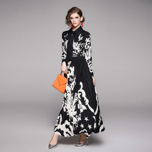 Luxury Design Runway Vintage Print Dress - LiveTrendsX