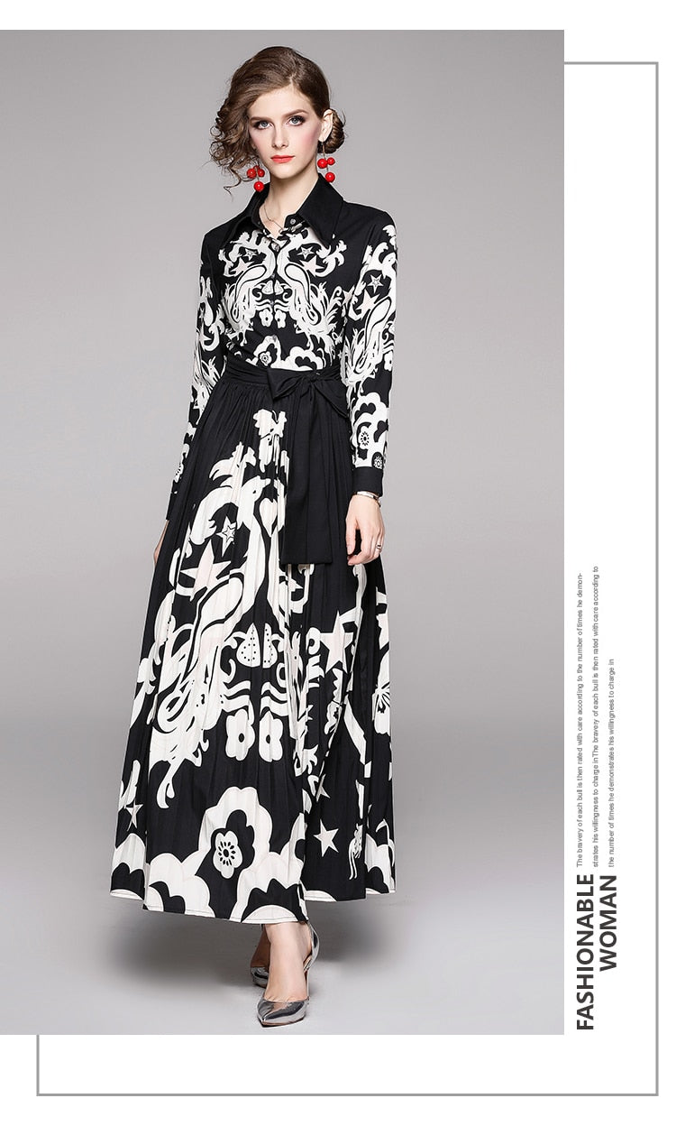 Luxury Design Runway Vintage Print Dress - LiveTrendsX