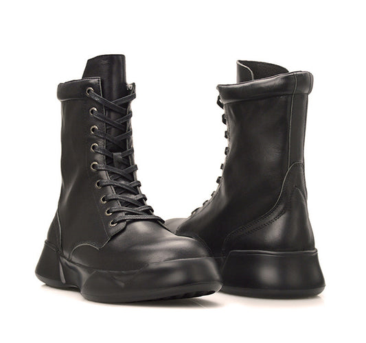 Winter Lace Up Punk Style Zippers Motorcycle Biker Boots Men