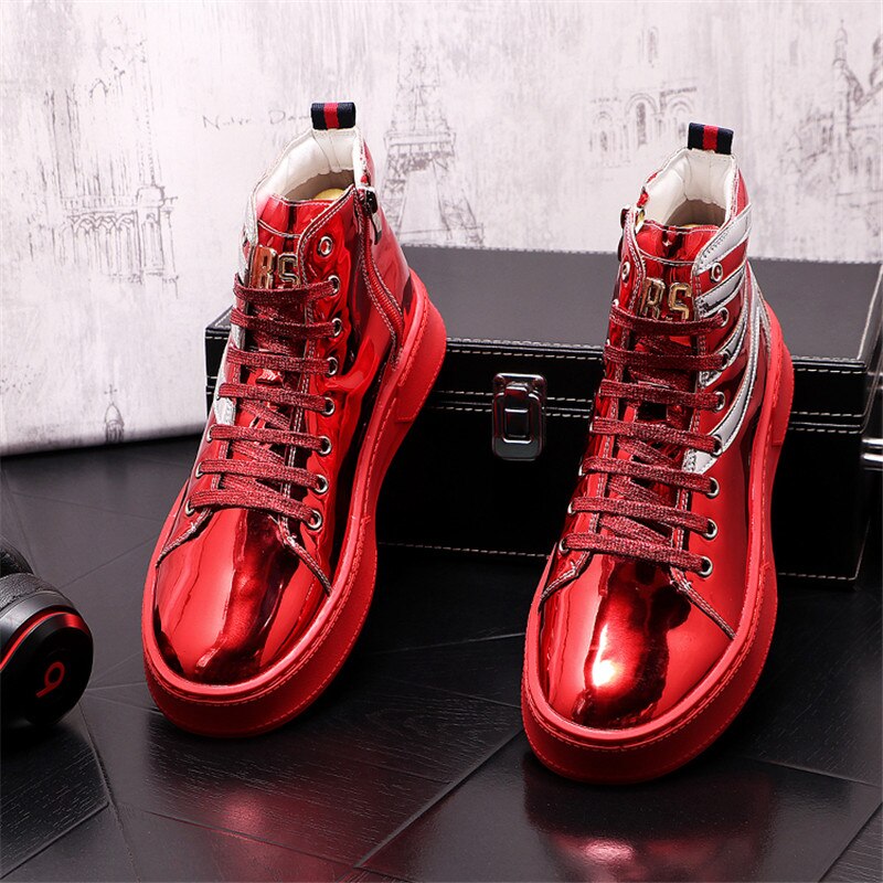 Designer Luxury Men Sneakers Punk Hip Hop High Tops Red Gold Thick Bottom Web Celebrity Casual Shoes Winter Warm Plush Boots - LiveTrendsX
