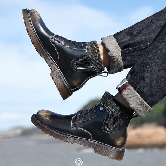 Autumn New Hip-Hop Men Shoes Fashion High Tops Loafers Ankle Martin Boots Punk Motorcycle Boots Zapatillas Hombre - LiveTrendsX