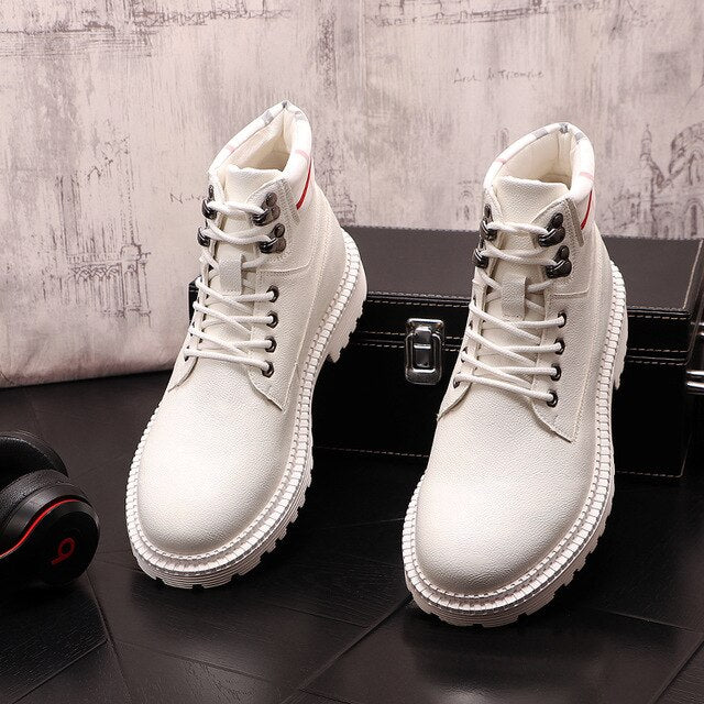 Korean fashion men's shoes punk martin boots Hip hop high tops ankle boots height Increasing shoes zapatillas hombre - LiveTrendsX