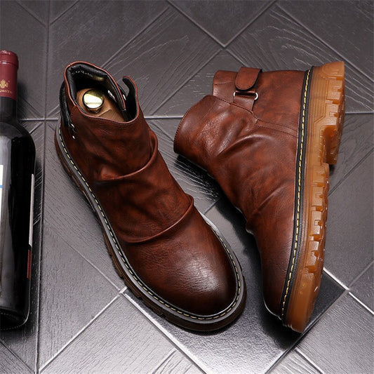 Autumn Retro Style Men Martin Shoes Flats  Chelsea Ankle Boots  Zapatillas Hombre - LiveTrendsX