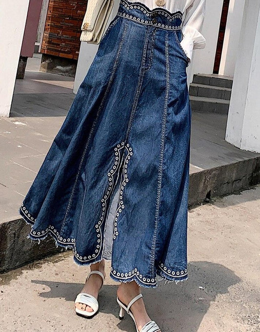 Long Maxi Denim Jeans Skirts For Women
