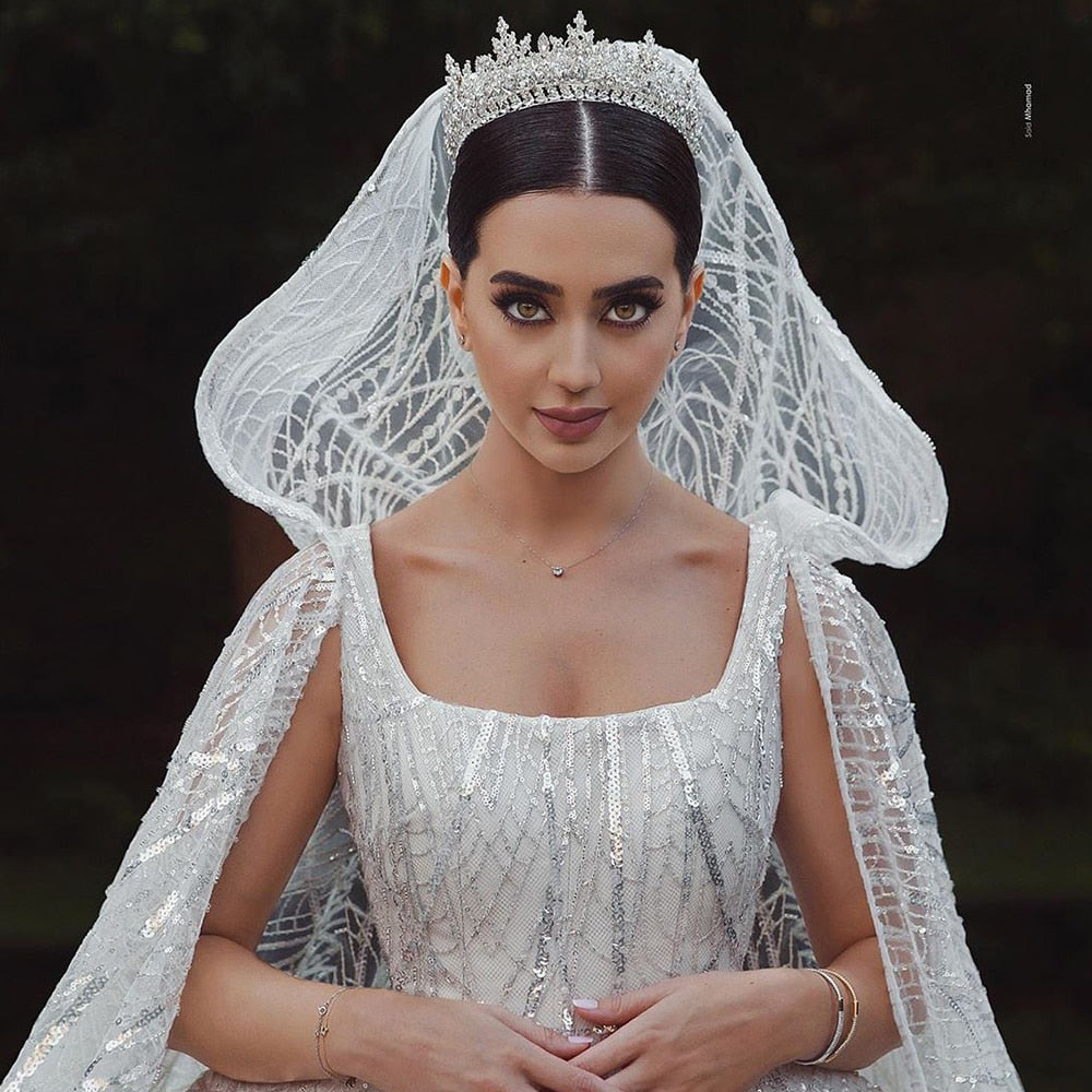 Plus Size Luxury Ball Gown Wedding Dress  Backless With Veil Chapel Train Bride To Be Bridal Gown Vestido De Noiva Renda - LiveTrendsX