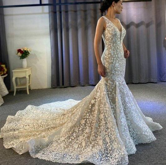 Beautiful nice mermaid wedding dress real work - LiveTrendsX