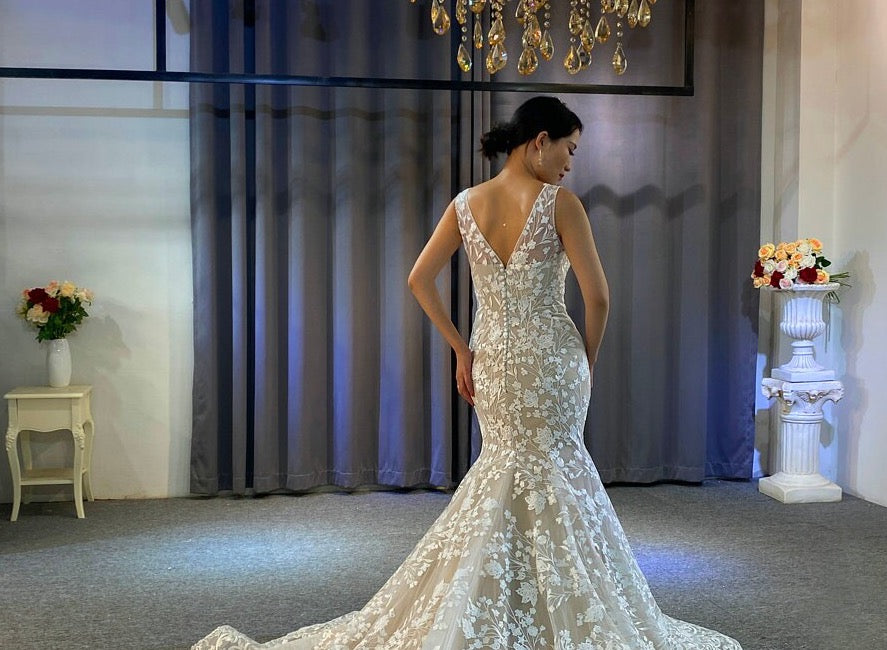 Beautiful nice mermaid wedding dress real work - LiveTrendsX