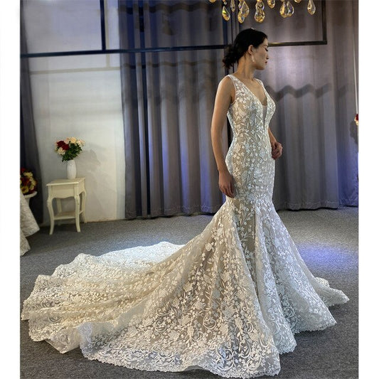 Beautiful nice mermaid wedding dress real work - LiveTrendsX