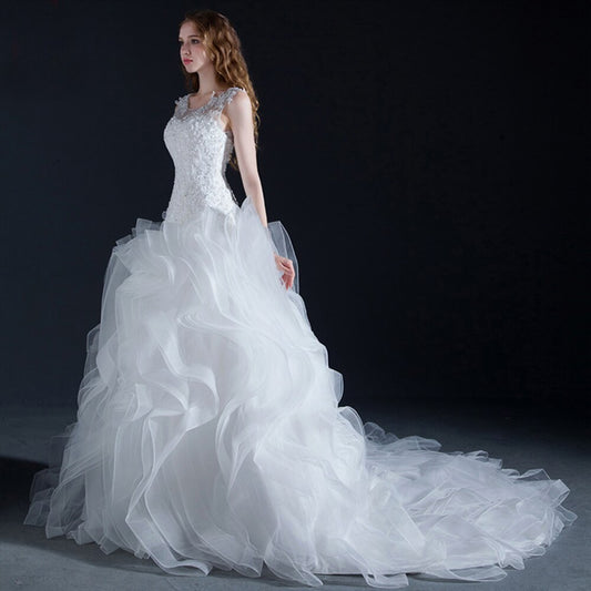 2021 New Arrivals Mermaid Wedding Dress Vestido De Noiva Sereia Beaded Sequined White Trumpet Bridal Gowns With Ruffles Skirt - LiveTrendsX