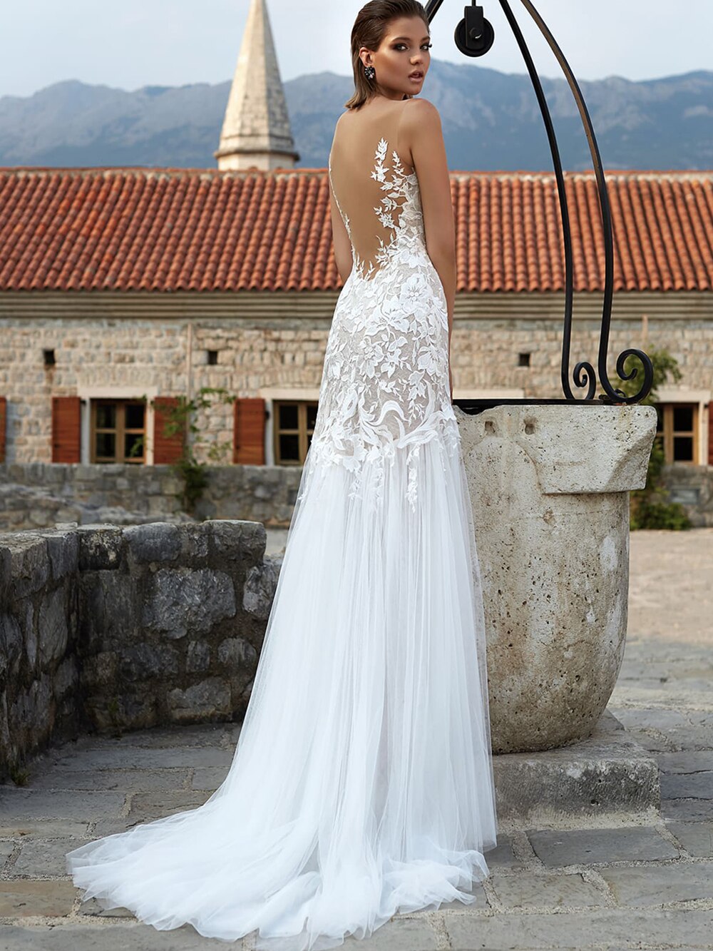 2021 New Arrival Hot Sale A-Line Wedding Dresses Sexy Off Shoulder O Neck Backless Appliqued Lace Floor Length Bridal Gowns - LiveTrendsX