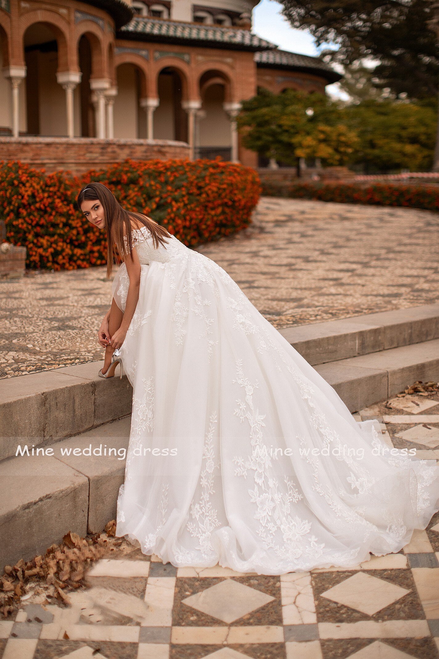 Off Shoulder Sexy V Neck Applqiue Lace A-Line Tulle Wedding Dress 2021 Vestido De Noiva Bridal Gowns - LiveTrendsX