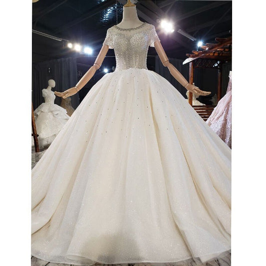 2021 Luxury Wedding Dresses Top Beaded Bling Bling Sheer Puffy Bridal Gowns Mairee Handmade Wedding Dresses - LiveTrendsX