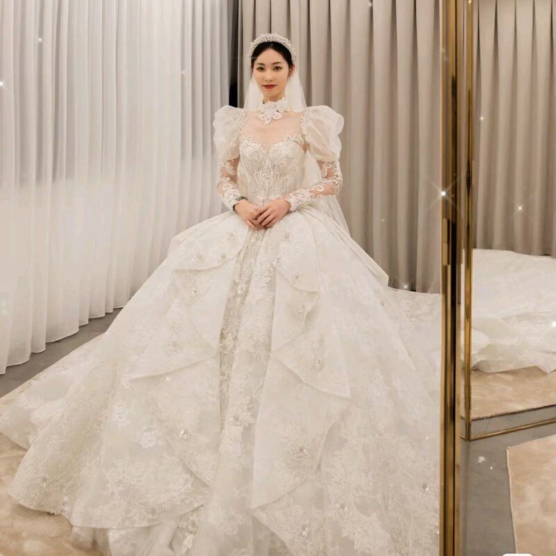 2021 Luxurious Big Ball Wedding Dresses Crystal Beads Wedding Dresses Vestido De Noiva Mariage Bridal Gown - LiveTrendsX