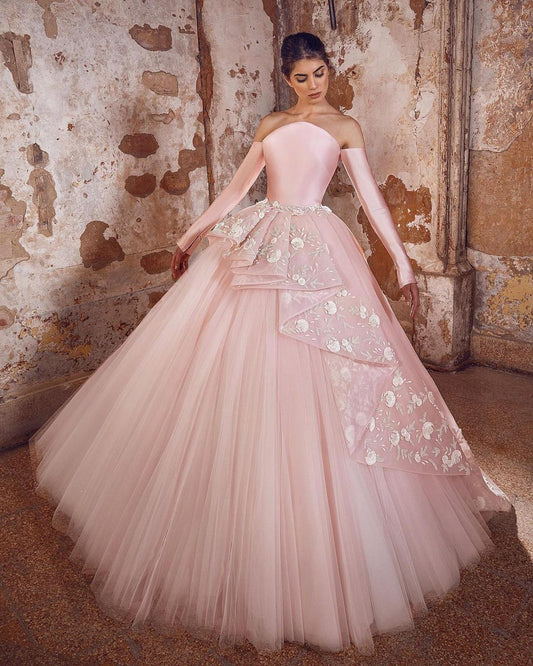 a line Tulle Wedding dress 2021 Beads Floor Length Wedding dresses - LiveTrendsX