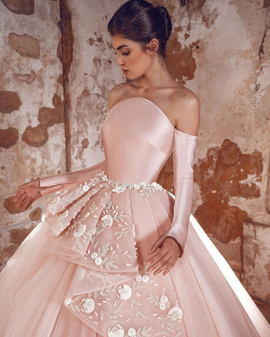 a line Tulle Wedding dress 2021 Beads Floor Length Wedding dresses - LiveTrendsX