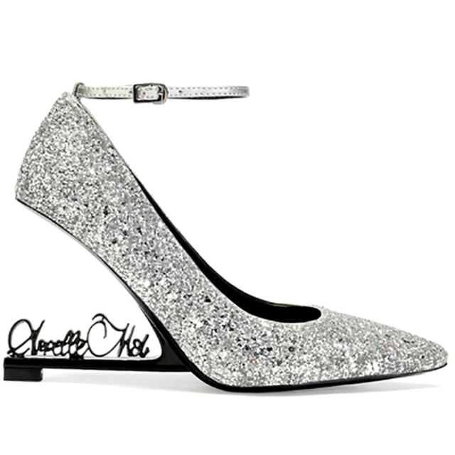 Women's Pointed-Toe Wedge Wedding Heels - LiveTrendsX fit view 1