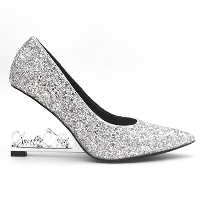Wedge Heel Letter Pointed Sexy Catwalk Wedding Shoes