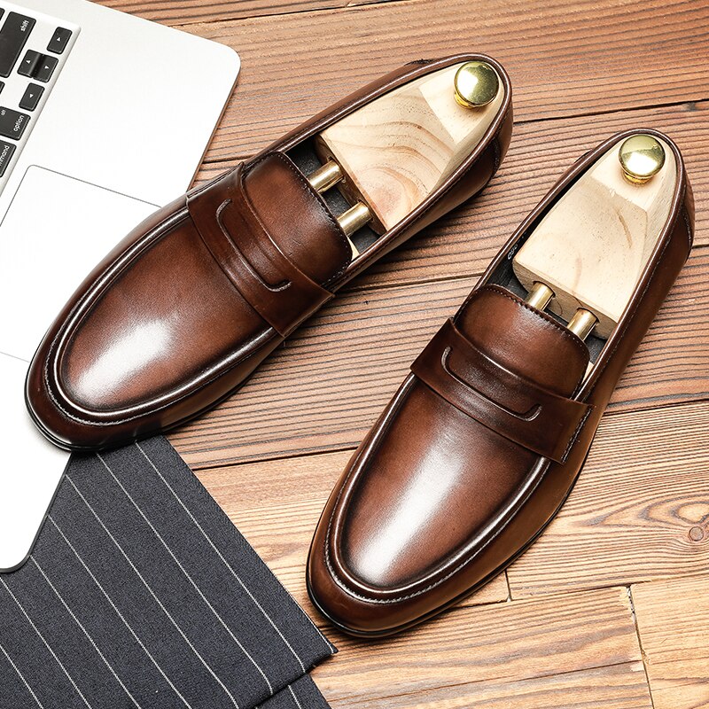 Men's Genuine Leather Loafers Driving Shoes